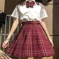 thumbnail image 1 of Falda plisada de uniforme Jk de estilo universitario para niñas, camisas de manga corta y pajarita, ropa para sudar para estudiantes escolares A08, 1 of 2