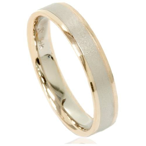Pompeii 4mm 14K Gold 2 Tone Comfort Fit Brushed Comfort Fit Wedding Band Ring Size 6 (,)