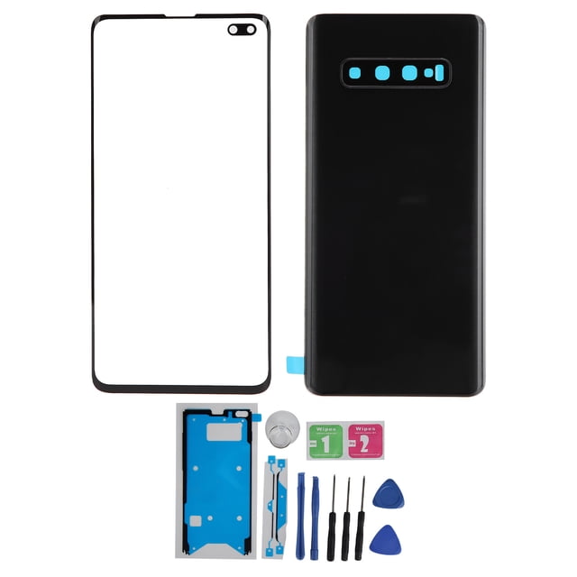 Reemplazo de la cubierta trasera de vidrio del teléfono móvil y del panel de vidrio exterior para Samsung S10 + Plus (negro)