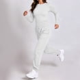 thumbnail image 6 of TEAJOPSUU Womens 2 Piece Outfit Tracksuit Sets Crewneck Long Sleeve Top Cuffed Jogger Pants Relaxed Fit Fall Winter Casual Athleisure Wear White, 6 of 8