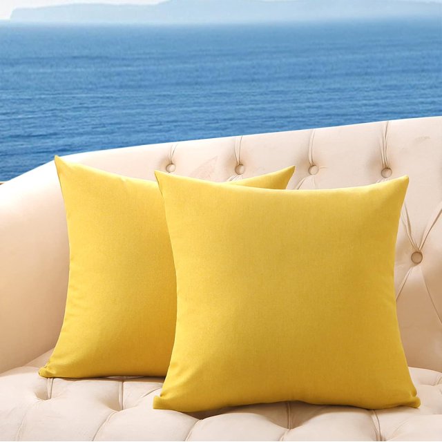 Paquete de 2 fundas de almohada para exteriores, fundas de almohada impermeables para muebles de patio, fundas de cojín decorativas cuadradas para jardín, para patio, carpa, sofá, 18 x 18
