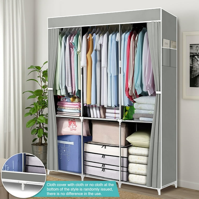 Two Size Portable Closet Storage Organizer Clothes Wardrobe Shoe Clothing  Rack Shelf Dustproof Non-woven Fabric,Quick and Easy to Assemble