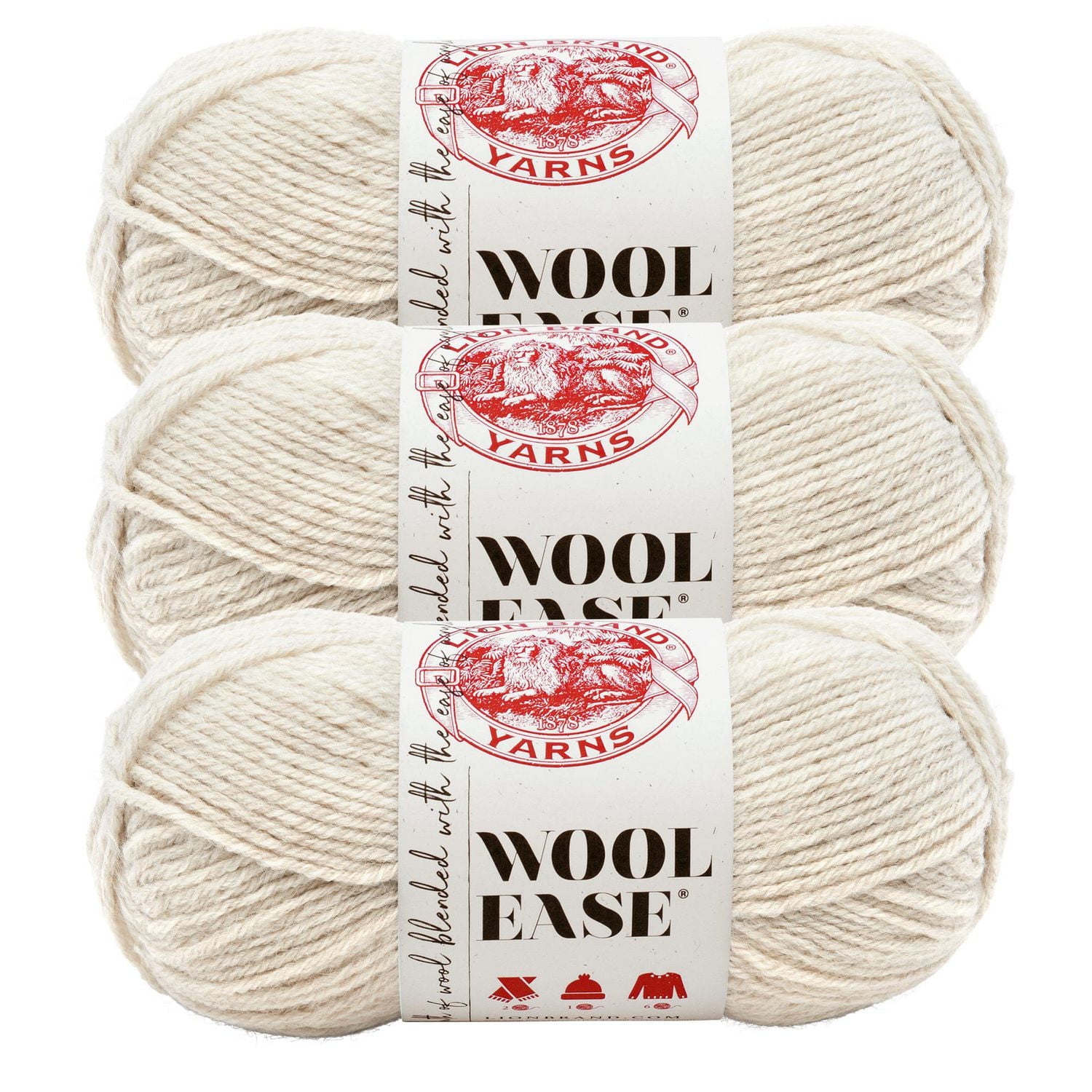 Lion Brand Wool-Ease® Yarn #4 Medium/Worsted Acrylic/Wool yarn, 85g/ 180m, 3-CT
