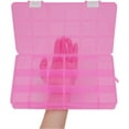 thumbnail image 4 of Caja organizadora de cuentas de plástico transparente rosa grande con 18 rejillas y divisores ajustables (paquete de 4), 4 of 7