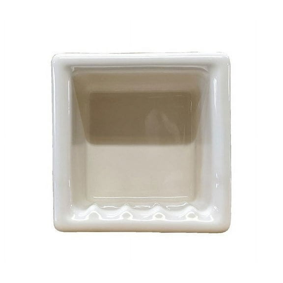 Recessed Soap Dish - Foot Rest Niche - Porcelain - Approx 6x6 - Almond Glossy - For Shower Bathroom