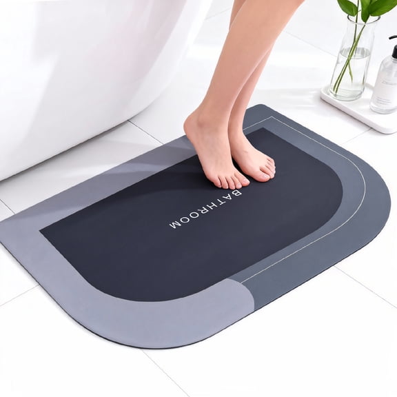 Garnen 20 x 31 in Diatomaceous Earth Bath Mat, Quick-Dry Absorbent Non-Slip Bathroom Rug for Tub, Shower and Floor
