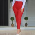 thumbnail image 6 of RKZDSR Women's High Waist Business Pants Casual Skinny Leggings Elastic Waist Stretchy Work Slacks Slim Fit Solid Color Bootcuts Dress Lounge Pants Red M, 6 of 6