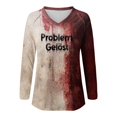 thumbnail image 3 of MHFRRA Camiseta de Manga Larga con Estampado de Manchas de Sangre para Mujer, Estilo Informal, para Fiesta de Halloween, con Cuello Alto, para Primavera, Verano y Otoño. Marrón, 3 of 3