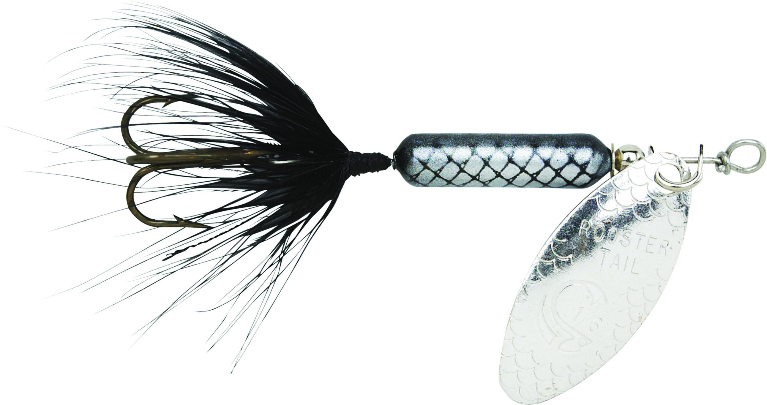 (2 pack) Rooster Tail Single Hook, Inline Spinnerbait Fishing Lure, Black, 1/16 oz