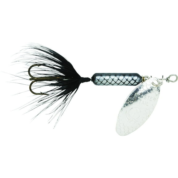 Rooster Tail Single Hook, Inline Spinnerbait Fishing Lure, Black, 1/16 oz