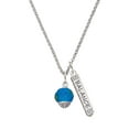 thumbnail image 1 of Delight Jewelry 12mm Faceted Teal Glass Spinner Silvertone Balance Bar Charm Necklace, 23", 1 of 4