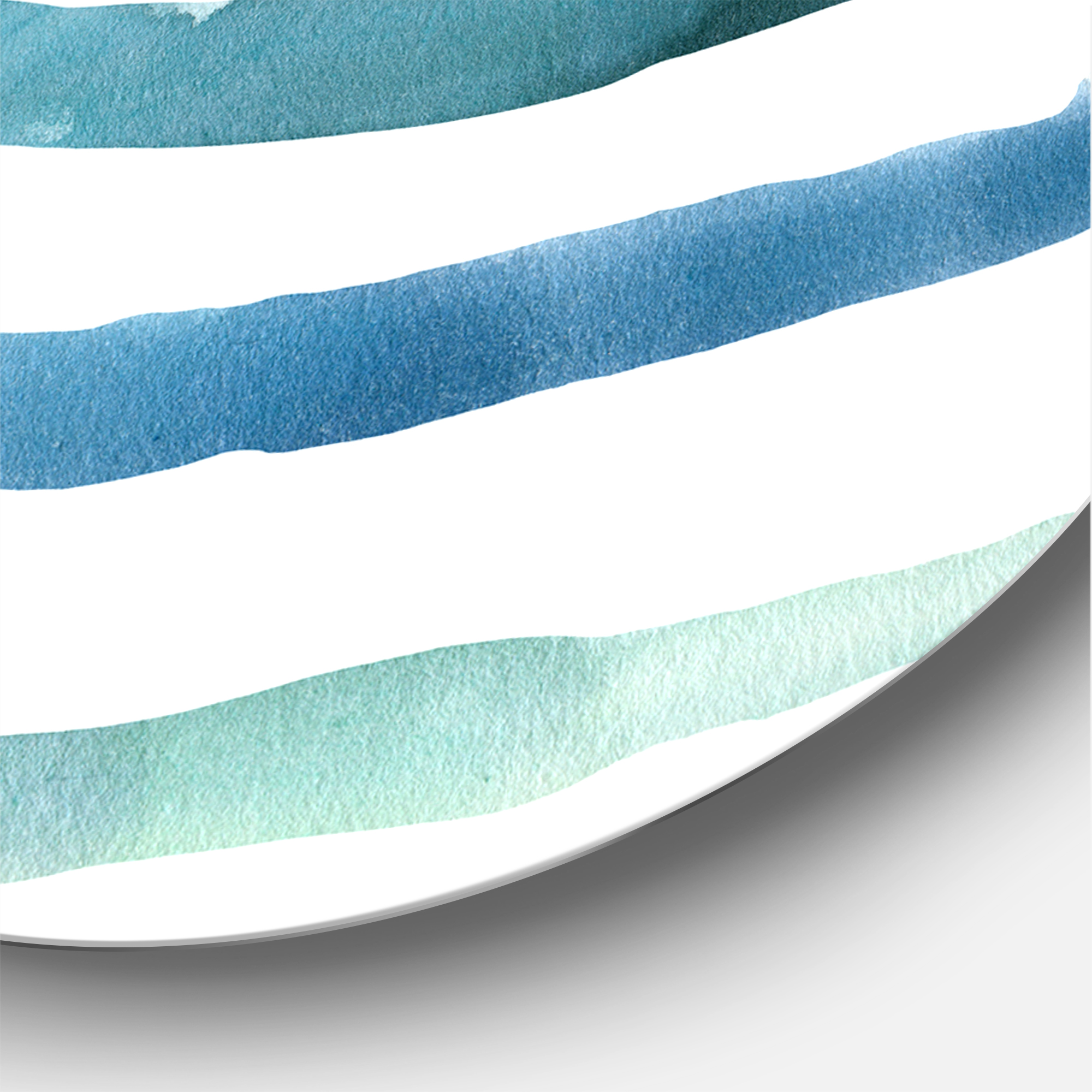 Designart 'Dark Blue Verticals Aquatic ' Modern Circle Metal Wall Art 11x11 - Disc of 11