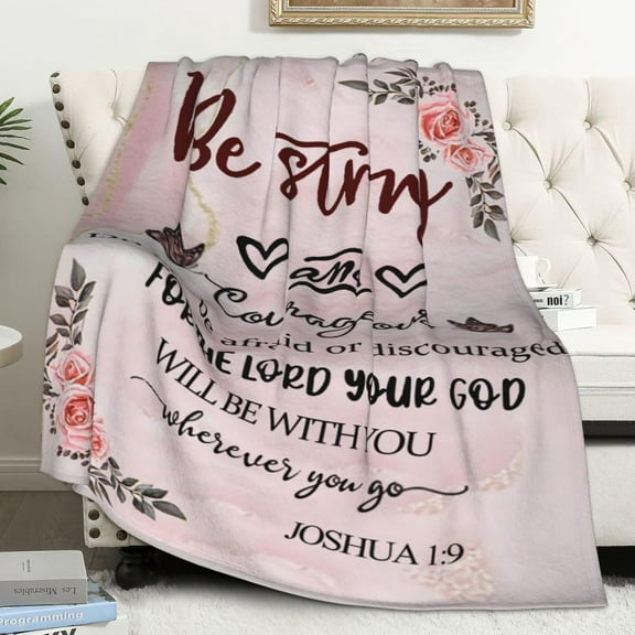 Christian Blanket Birthday Gifts for Women Men, Inspirational Scripture Throw Blanket with Bible Verse Religious Gifts (Pink, 40x50 inch, Pink Letter)