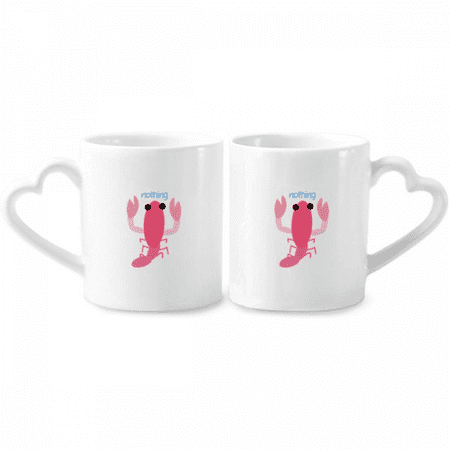 

Lobster Shrimp Marine Art Deco Fashion Couple Porcelain Mug Set Cerac Lover Cup Heart Handle