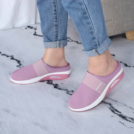 

FZM Women shoes Wedges Slipper For Women Mesh Kick Shoes Ladies Casual Shoes Net Platform Shoes