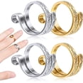 thumbnail image 3 of 2pcs Knitting Crochet Ring, Knitting Crochet Loop for Crafts Hand, Adjustable Knitting Crochet Loop Ring, Alloy Open Yarn Guide Crochet Ring for Weaving Hook Line 3cmx3cmx1cm Silver, 3 of 5