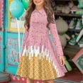 thumbnail image 2 of DISNIMO Ice Cream Dress Girls Skater Dress Long Sleeve Dresses for Girls 4-5 Dresses for Girls Swing Dress Kids Casual Midi Dress Girls Fall Twirly Dress Girls Children Dress with Collar for Girls, 2 of 7