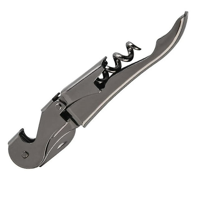 Tornillo de corcho de camarero con doble bisagra, abridor de botellas de vino negro mate Afortunado Sencillez
