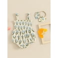 thumbnail image 5 of Musuos Baby Girl Cute Summer Romper Set 3M 6M 12M 18M  Sleeveless Fruit/Floral Print Smocked Playsuit with Bow Headband Set, 5 of 10