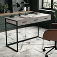 thumbnail image 6 of Martha Stewart Ollie Home Office Desk with 3 Drawers in Gray Wood Grain with Oil Rubbed Bronze Hardware, 6 of 14