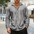 thumbnail image 2 of Mens T-shirts Spring And Autumn Men's Loose Linen Casual Beach Hooded Long Sleeved Shirt Junior Long Sleeve Tops Athletic Shirts Men Summer Juniors Summer Tops Mens N Top Bedroom Extra Tee Grey XL, 2 of 4