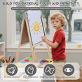 thumbnail image 4 of AILEEKISS Kids Art Easel Double-Sided Art Easel with Whiteboard and Chalkboard for Painting, Grey, 4 of 10