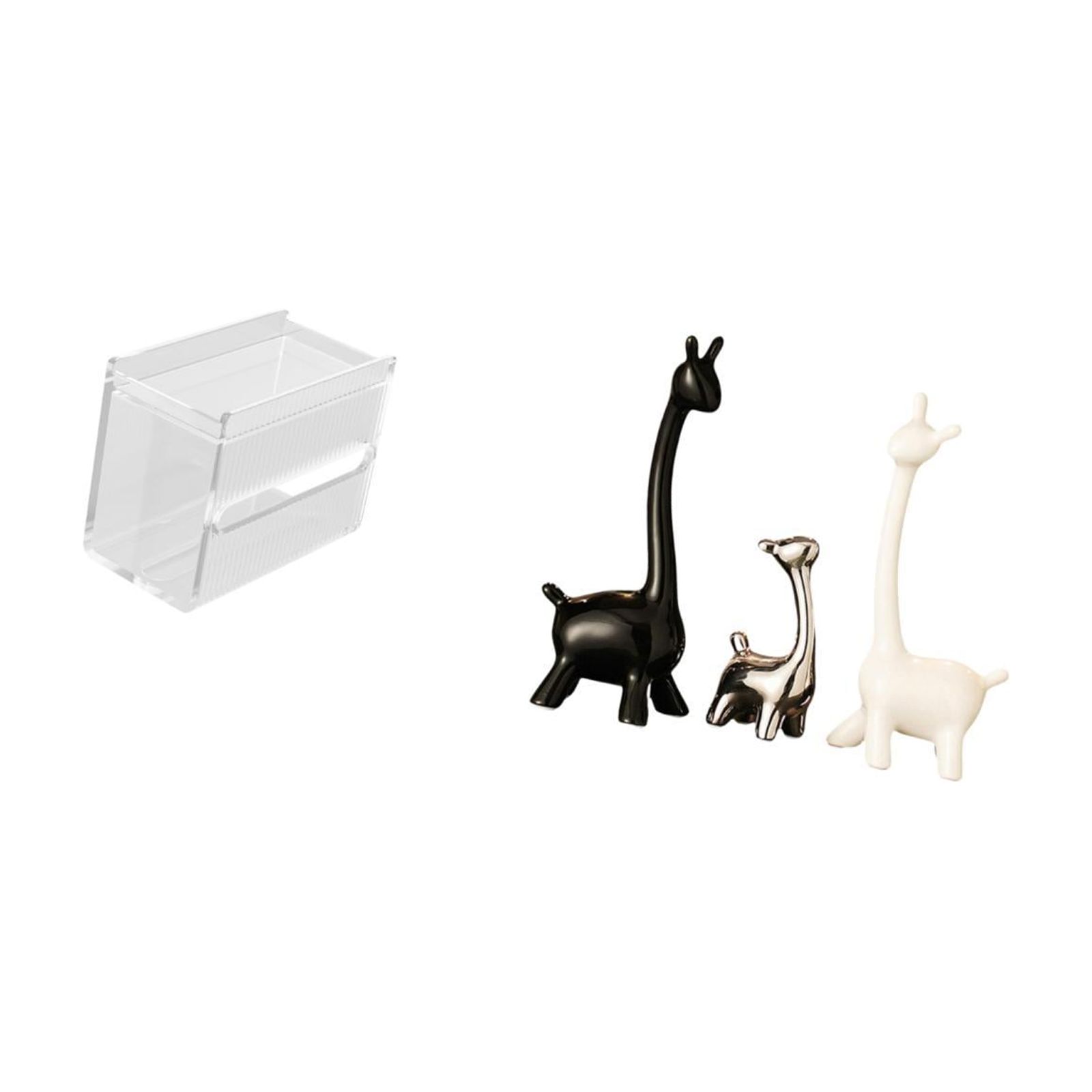 Fiocias Acrylic Toilet Paper Storage Box Modern Paper Towel Dispenser Wall Mounted Toilet Tissue Paper Holder Giraffe Figurines Ceramic Statue Furnishing Tabl