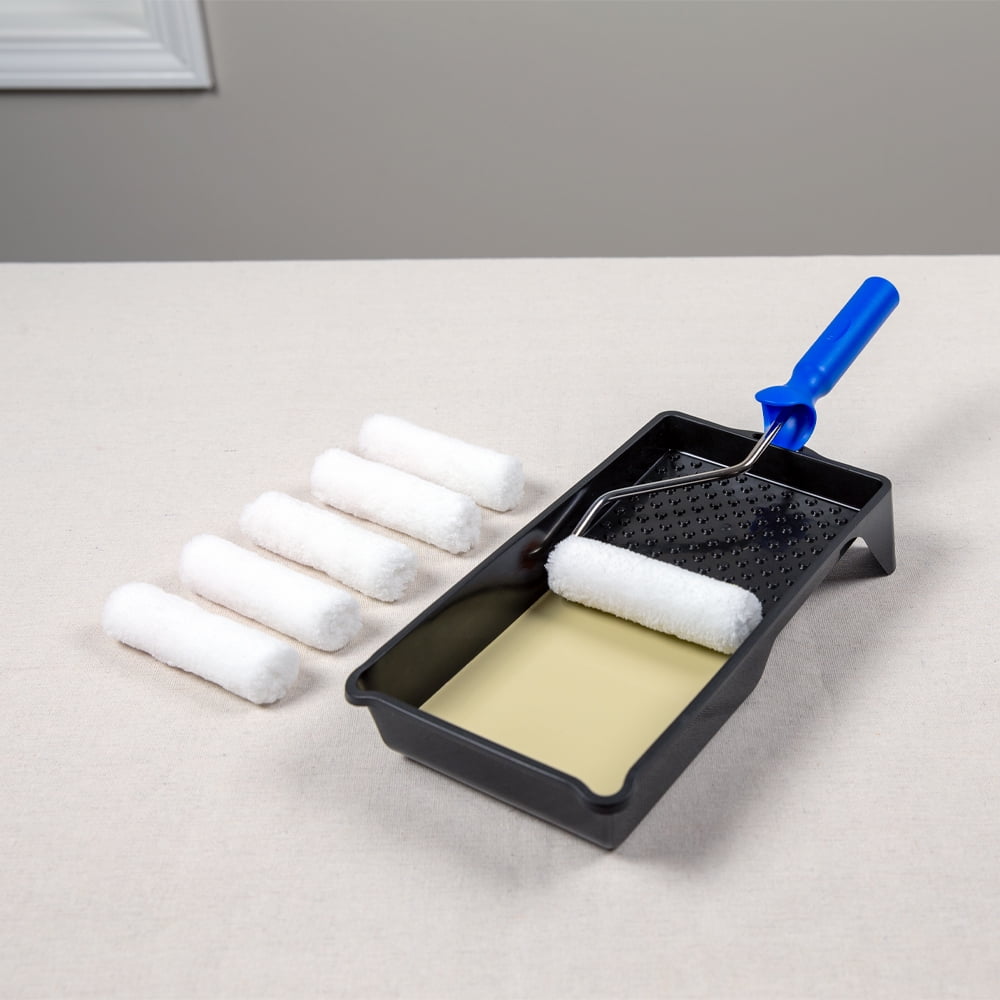 WHIZZ 4" Microfiber Multi-Surface Mini Paint Roller Refills, 6-Pack, 3/8-Inch Nap, Ideal for Interior Use
