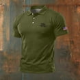 thumbnail image 3 of 250 Anniversary Polo Shirts for Men Usa Flag Print V Neck Short Sleeve Lapel Collar T-Shirt Fourth Of July Patriotic Star Classic Fit Soft Tshirts, S, #01 Army Green, 3 of 3