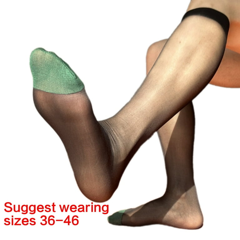 Mens Business Suit Dress Socks Thin Nylon See Through Knee Length Stockings  for Formal Occasion and Daily Wear