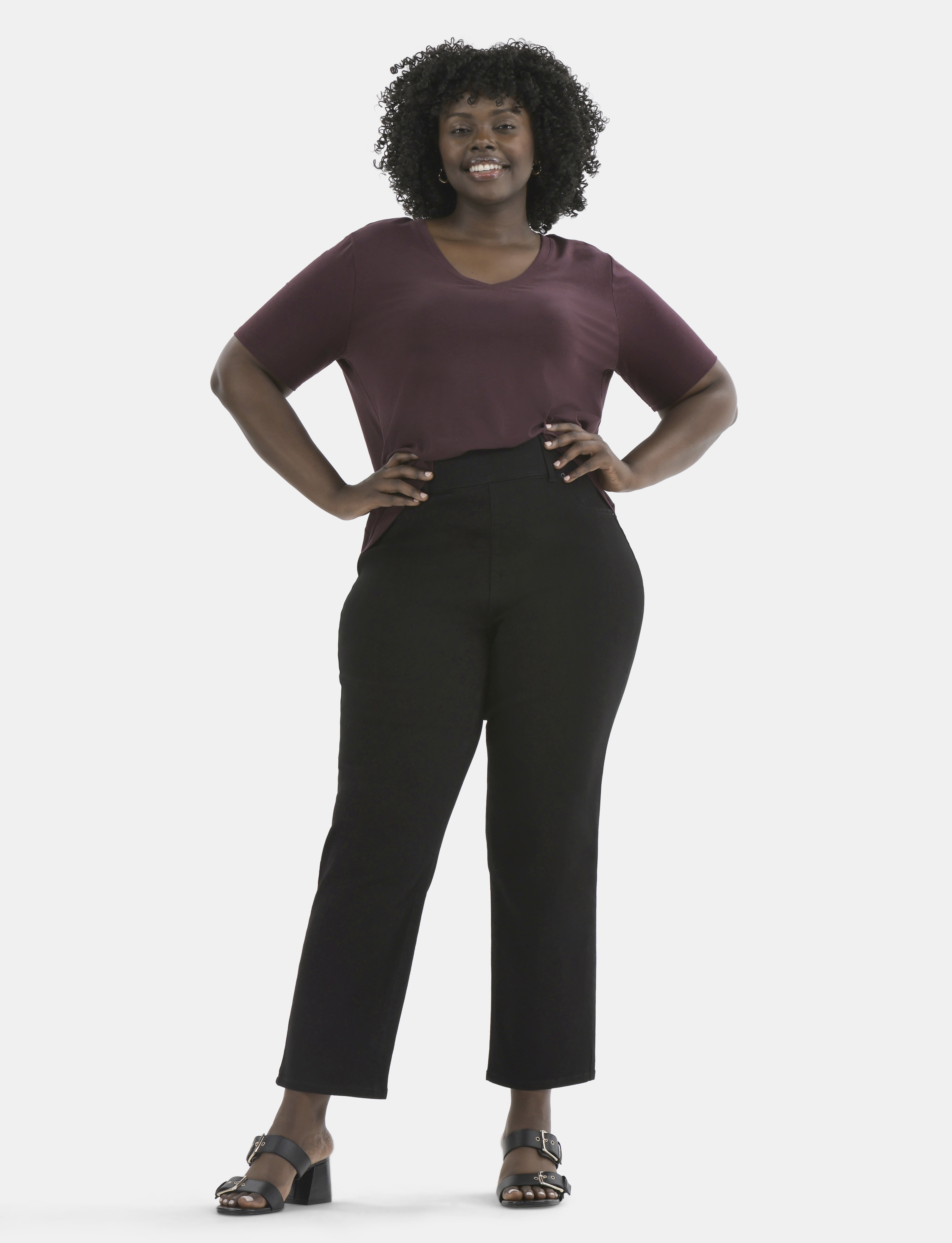 Terra & Sky Women's Plus High Rise Straight Leg Jeggings, 29" Inseam, Sizes 0X-4X