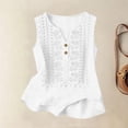 thumbnail image 5 of Lumtrix Womens Tank Tops Loose Fit Cotton Linen V Neck Henley Sleeveless Shirt Casual 2026 Summer Beach Top White L, 5 of 6