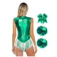 thumbnail image 2 of CHICTRY Women's Metallic Dance Outfits for Cheer Leader Uniform Stage Performance Cheerleading Costume Green M, 2 of 6