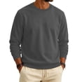 thumbnail image 3 of Men's Fleece Crewneck Sweatshirt Cotton Long Sleeve Pullover Casual Thermal Shirts fall winter fashion comfort solid Sweatshirt Dark Gray XL, 3 of 6