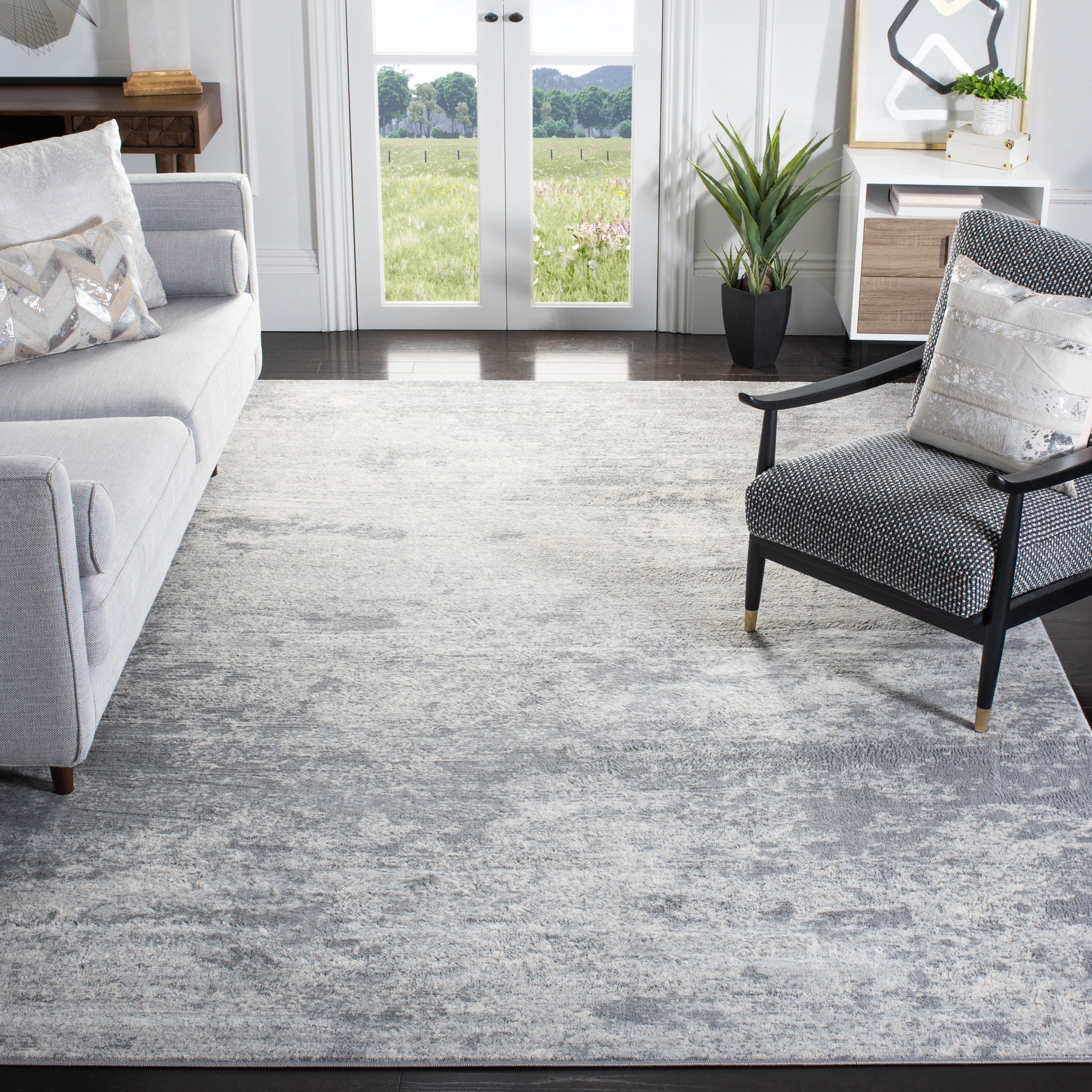 SAFAVIEH Brentwood Ainslee Abstract Area Rug, Grey/Ivory, 10' x 13'