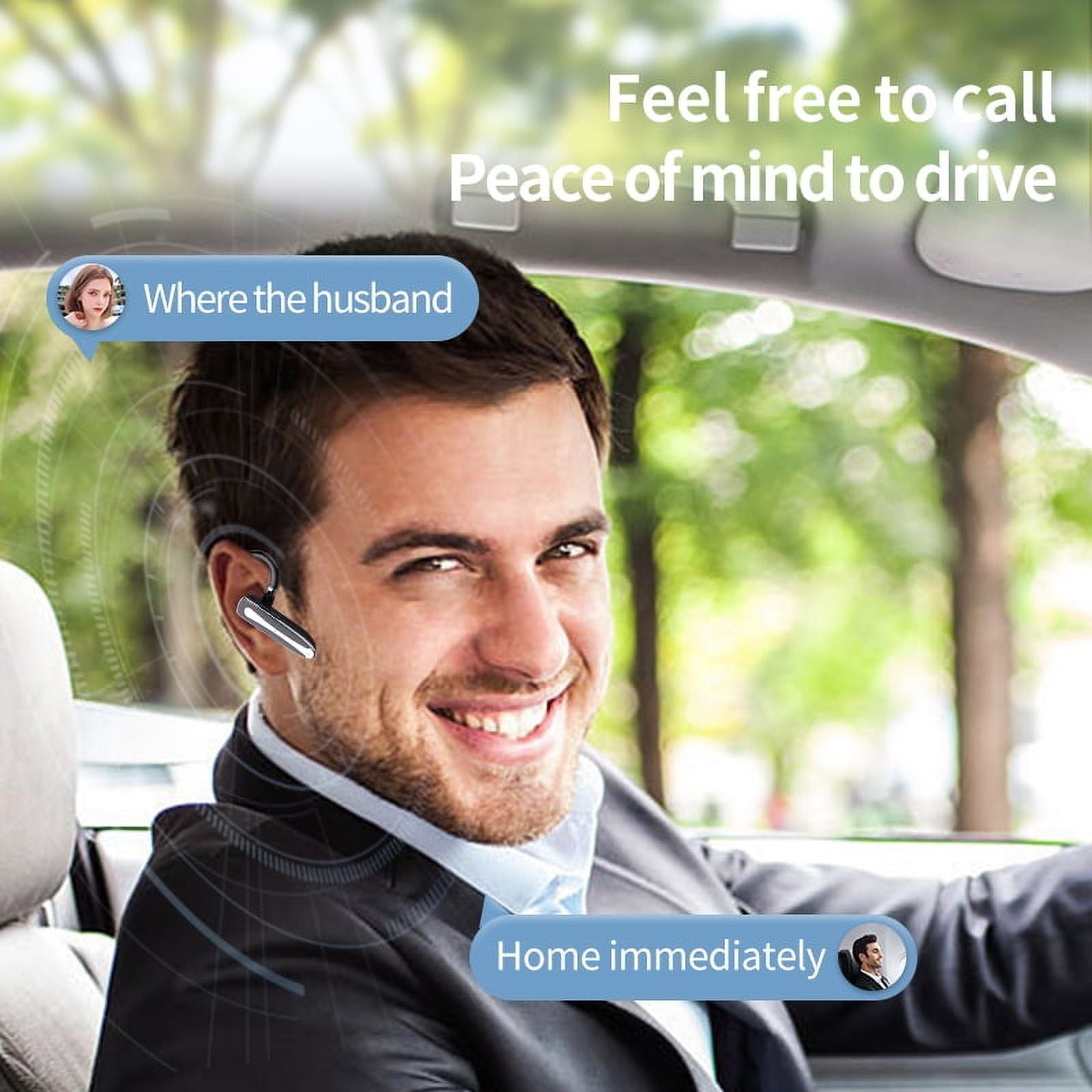 Bluetooth Headset,Wireless Bluetooth Earpiece V5.1 Hands-Free Earphones CVC 8.0 Noise Canceling with Dual-Mic for Driving/Business/Office, Compatible with iPhone and Android