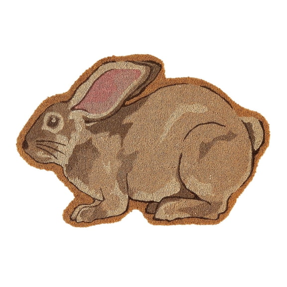 Easter Bunny Shaped Coir Doormat Cute Rabbit Welcome Floor Mat Non- Entrance Door Rugs for Indoor Outdoor Bathroom Decor, 35 Inch