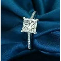 5Ct Princess Cut Simulated Solitaire Engagement Ring Band 14K White Gold Finish