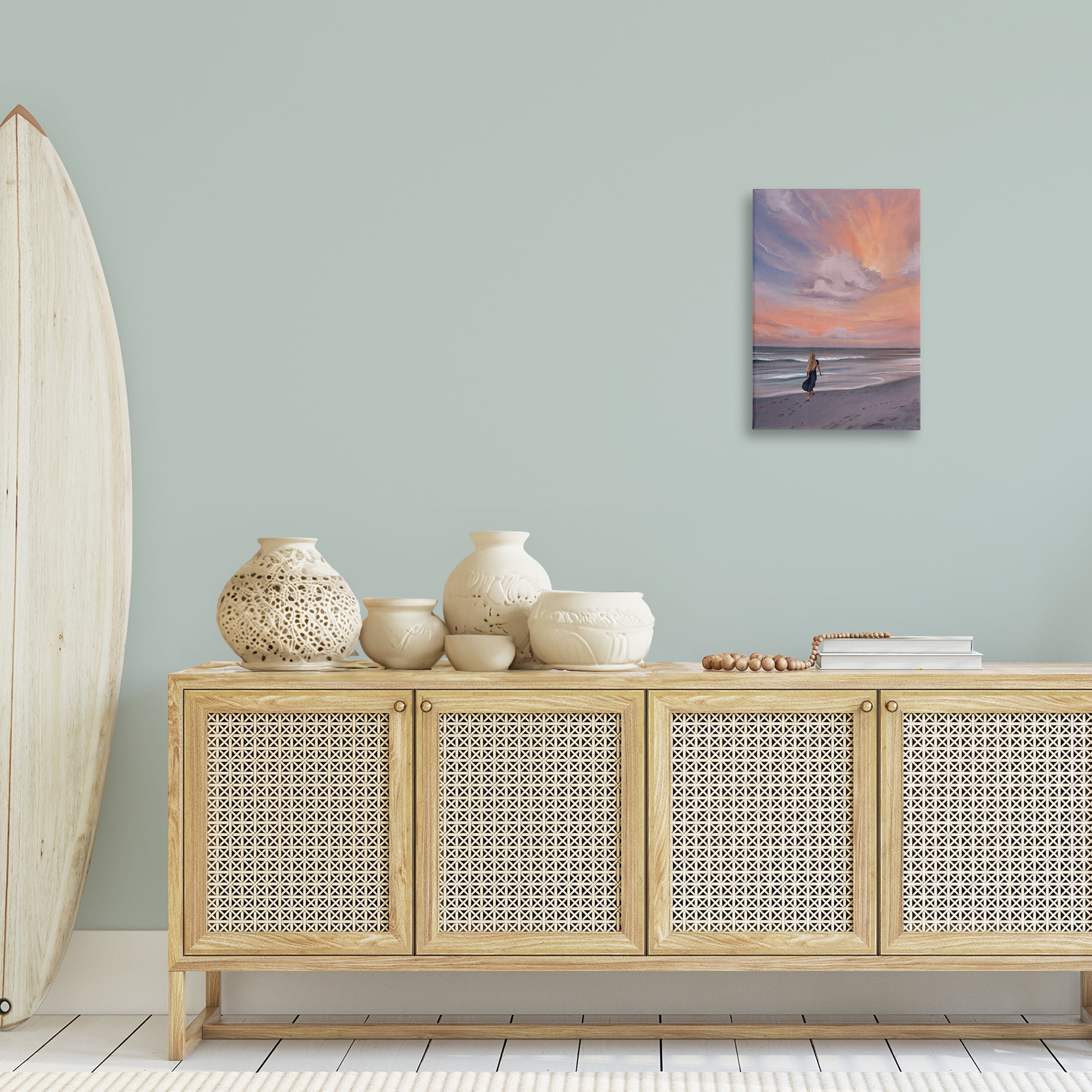 Stupell Industries Sunset Beach Walk Nautical & Beach Painting Wrapped Canvas Art Print Wall Art, 16 x 24