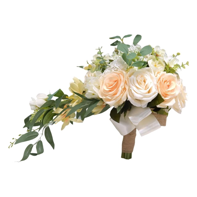 Ramos de novia para la novia, ramo de novia para lanzar en la boda, ramo de novia para sostener en la boda beige-2