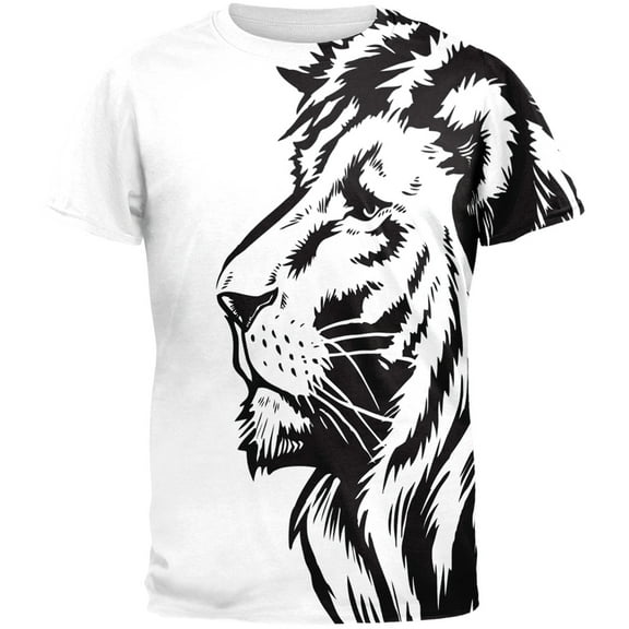 Big Black Lion Side All Over Adult T-Shirt - 2X-Large