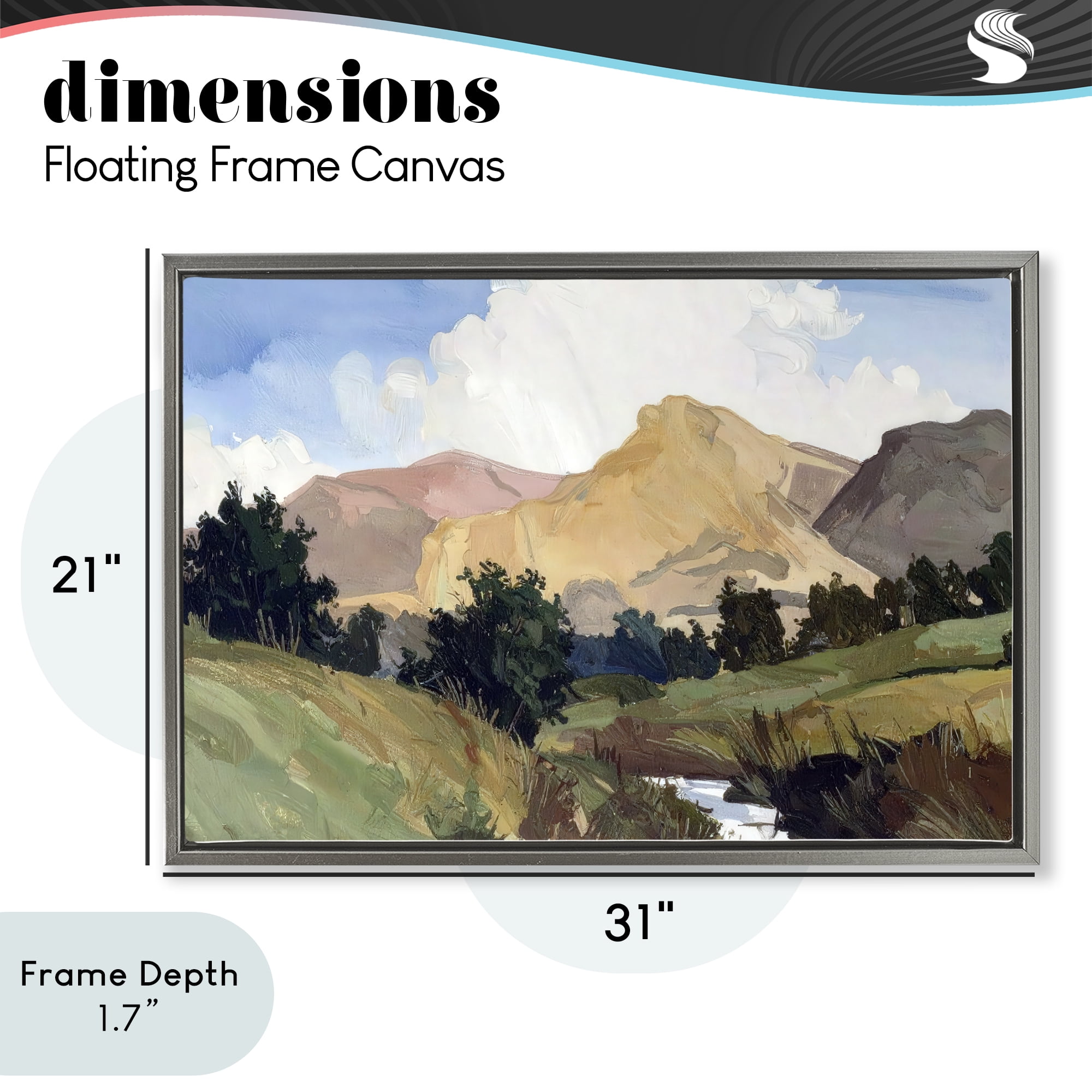 Stupell Industries River Mountain Divide Gray Framed Floater Canvas Wall Art, design by Alonza Saunders