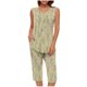 thumbnail image 1 of Conjunto de Verano para las Mujeres Impreso Casual sin Mangas Plisado Superior Y Pantalones Recortados, Cuello Redondo Conjunto de Dos Piezas, 1 of 8