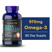 (2 pack) Puritans Pride Triple Omega 3-6-9 Fish, Flax & Borage Oils, 240 Count