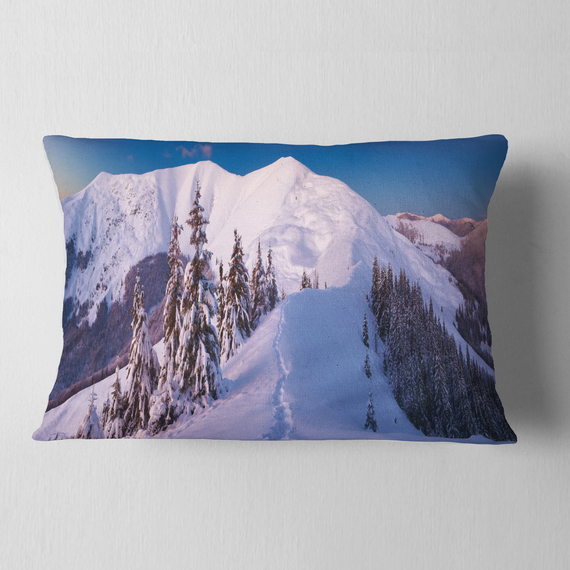 Designart 12" x 20" Blue Polyester Throw Pillow