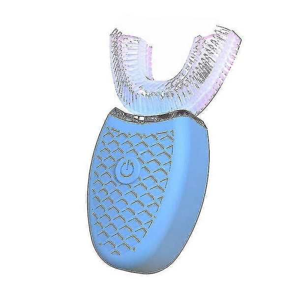 Cepillo de dientes eléctrico ultrasónico azul, nuevo, de silicona en forma de U, para blanqueamiento dental, para adultos.