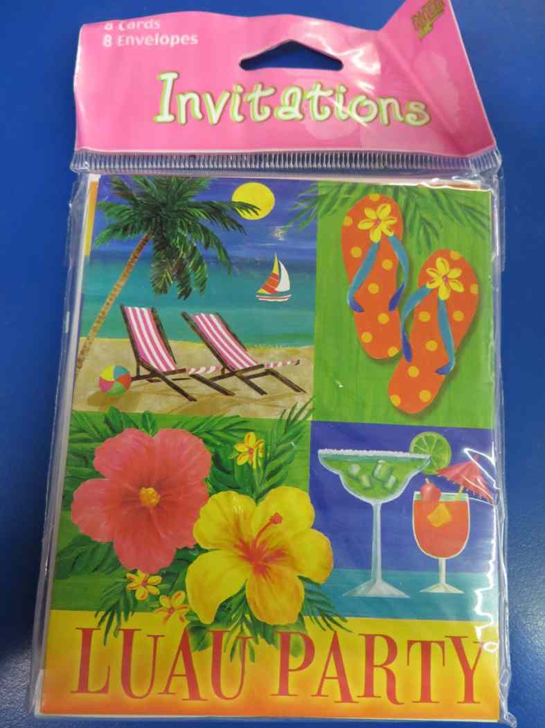 Island Tropics Luau Flip Flops Summer Beach Pool Party Invitations w