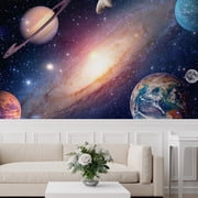 Idea4wall 4pcs Interstellar Cloud Star Galaxy Stick Wallpaper Removable Wall Murals Large Wall Stickers for Home Decoration, 72x96
