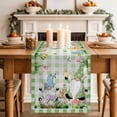 thumbnail image 2 of Table Runner 72 Inches Long for Kitchen Dining, Easter Dresser Scarf Farmhouse, Dining Table Decorations for Wedding/Parties, Spring Gnomes Flowers Rabbit Butterfly Green Plaid 16 x 72 In, 2 of 8