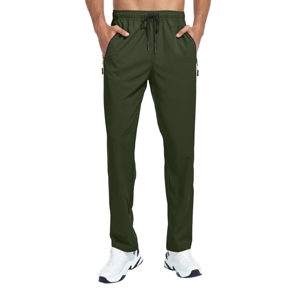 Men's Quick-Dry Pants for Outdoor Casual Wear, Straight-Leg Loose-Fit Hiking Camping Trousers with Lightweight Breathable Fabric for Fitness and Travel,Army Green,L